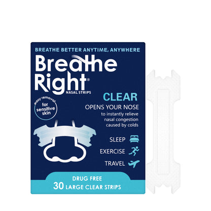 Breathe Right Clear Nasal Strips 30 Pieces