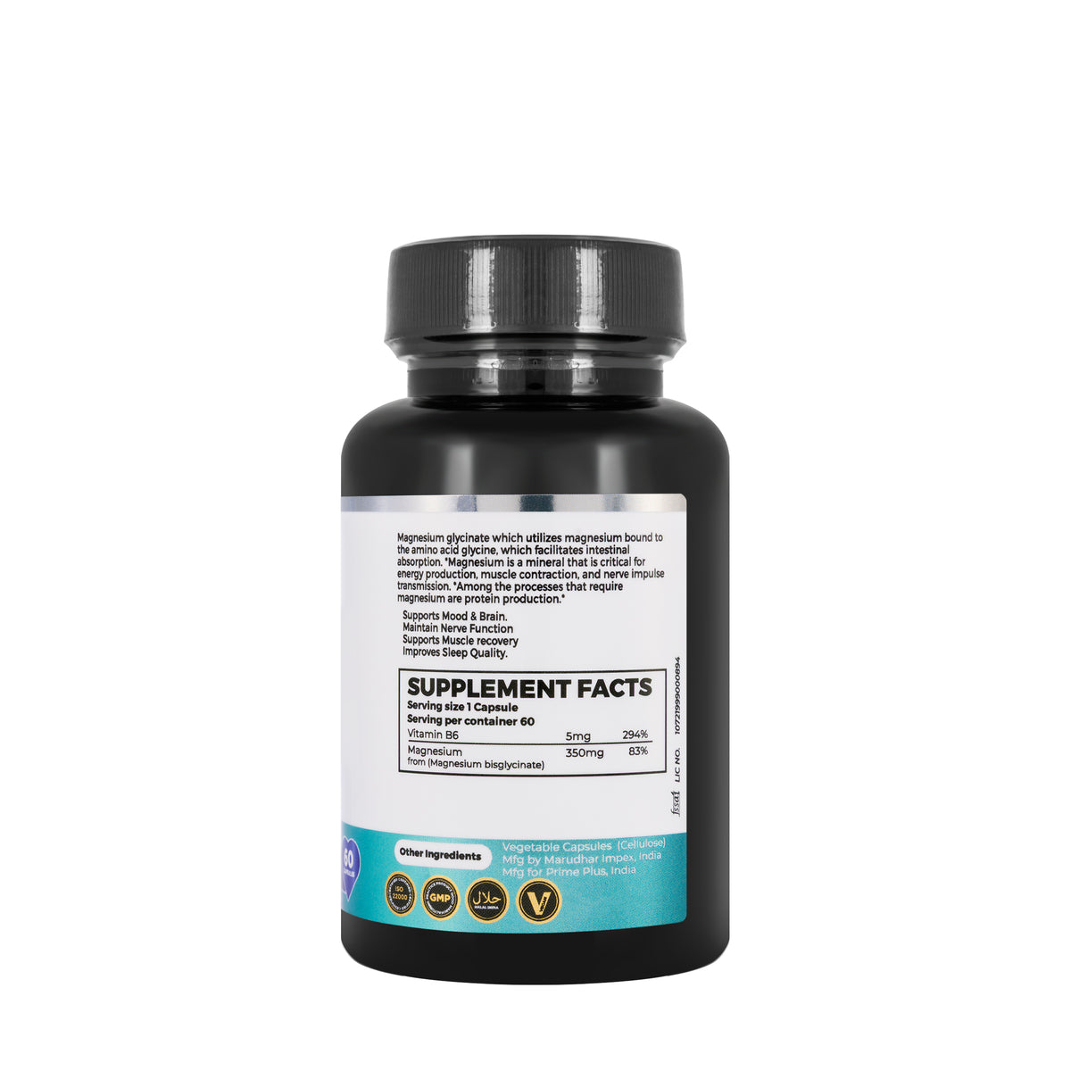 Prime Plus Magnesium Glycinate 350 mg 60 Capsules