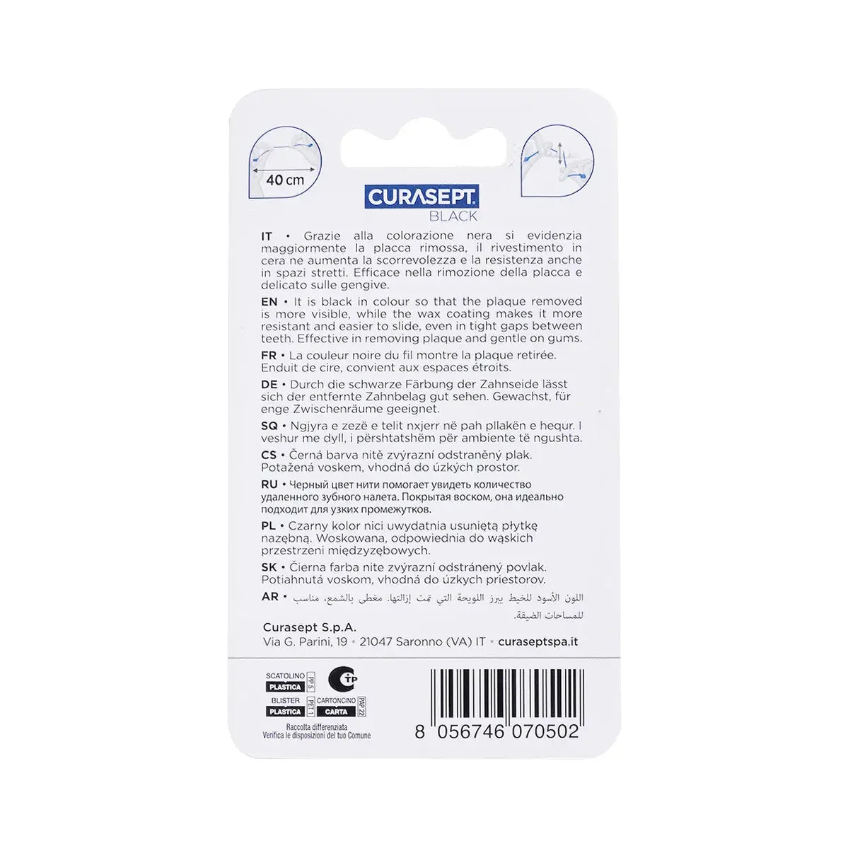 Curasept Black Waxed Dental Floss 50 m