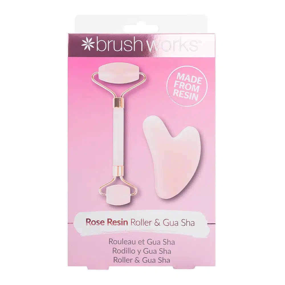 Brushworks Rose Quartz Roller & Gua Sha